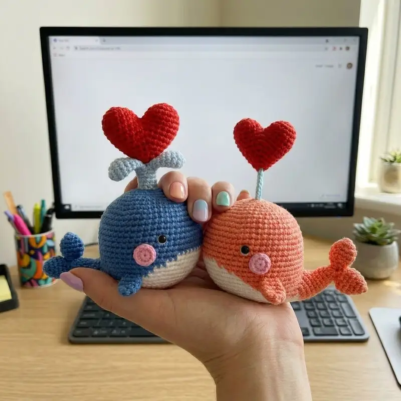 Complimentary Intermediate crochet pattern: Cupid Whale Amigurumi Pattern - Simple to follow guide