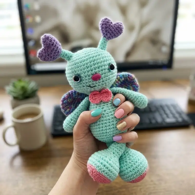 Complimentary Intermediate crochet pattern: Blue the Butterfly Amigurumi Pattern - Simple to follow guide
