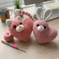 Heart Cat and Bunny Amigurumi Pattern step 3 - details and accessories