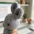 Bunny Hand Puppet Amigurumi Pattern step 2 - assembly progress