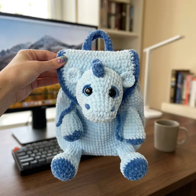 Complimentary Intermediate crochet pattern: Plush Backpack Dragon Amigurumi Pattern - Simple to follow guide