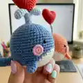 Cupid Whale Amigurumi Pattern step 2 - assembly progress
