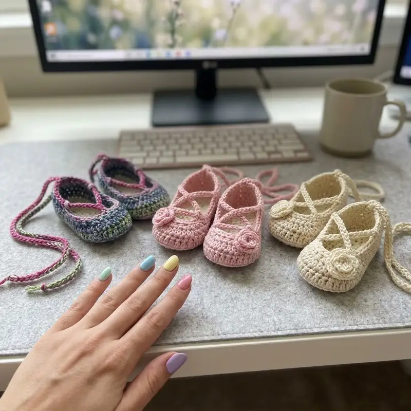 Complimentary Intermediate crochet pattern: Strappy Ballet Flats Pattern - Simple to follow guide
