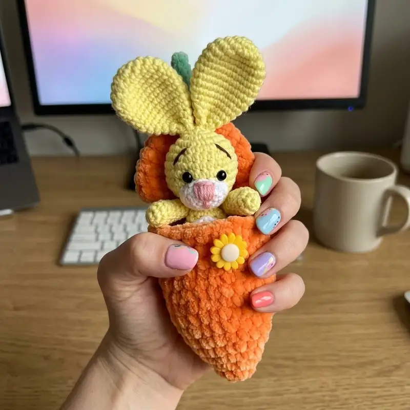 Complimentary Beginner Friendly crochet pattern: Bunny in carrot Amigurumi Pattern - Simple to follow guide