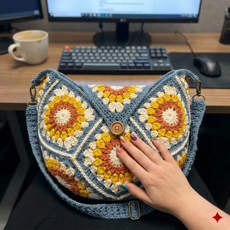 Complimentary Intermediate crochet pattern: Molly Boho Bag Pattern - Simple to follow guide