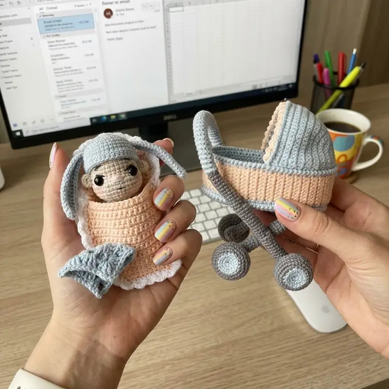 Complimentary Intermediate crochet pattern: Doll in a Baby-Carriage Amigurumi Pattern - Simple to follow guide