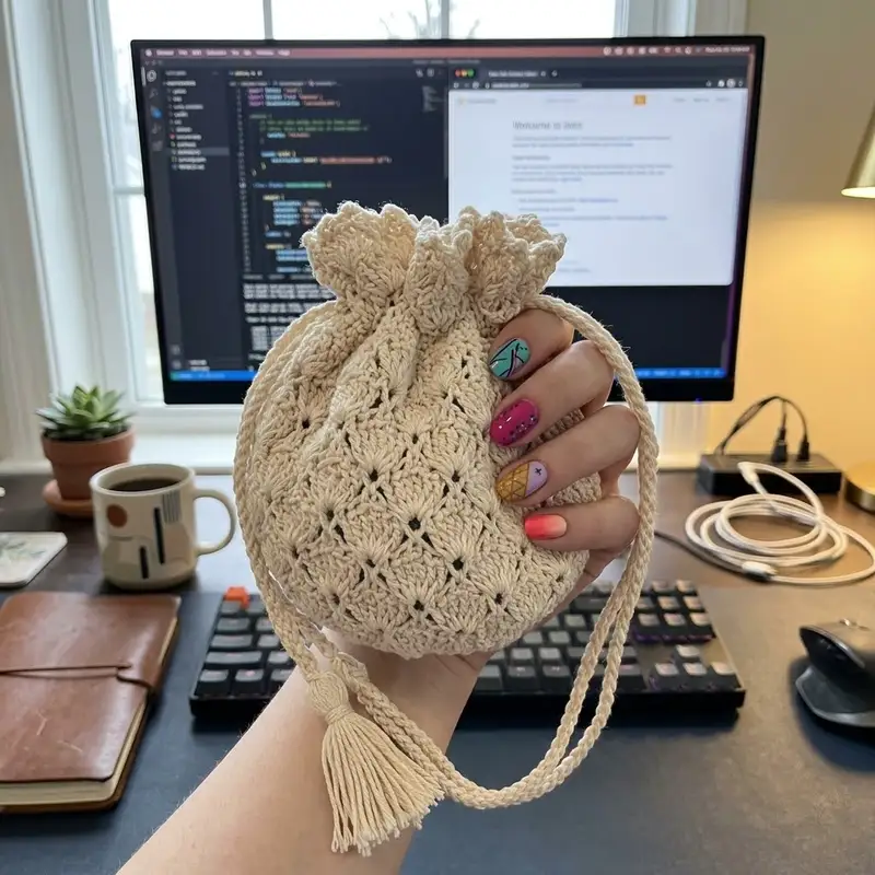 Complimentary Intermediate crochet pattern: Vintage Style Drawstring Bag Pattern - Simple to follow guide