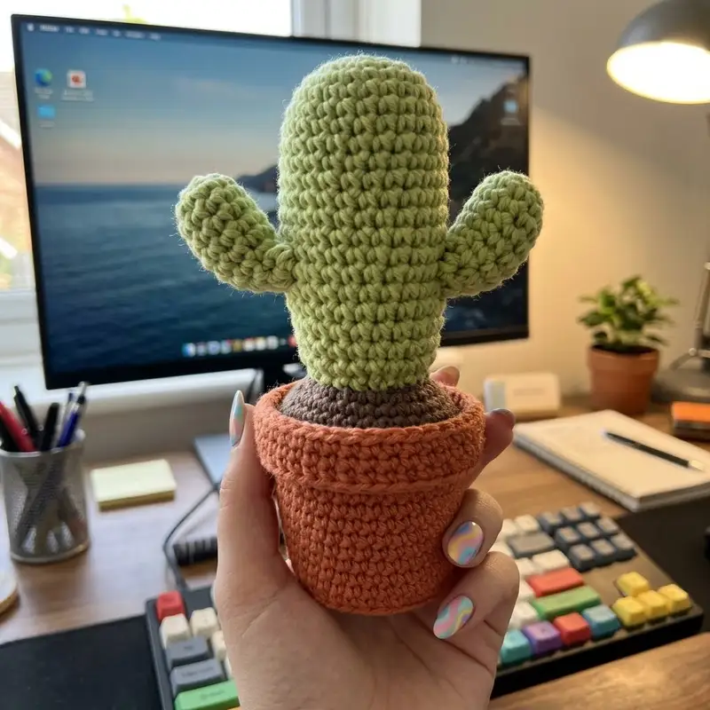 Complimentary Beginner Friendly crochet pattern: Desert Crochet Cactus Amigurumi Pattern - Simple to follow guide