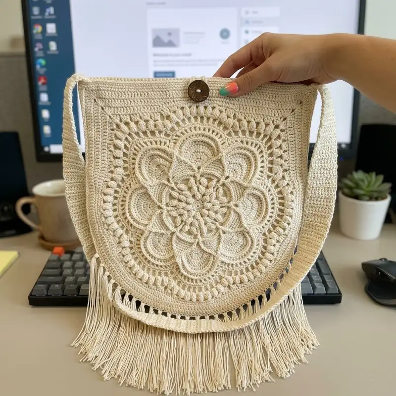 Complimentary Intermediate crochet pattern: Delilah Boho Bag Pattern - Simple to follow guide