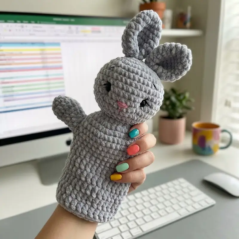 Complimentary Intermediate crochet pattern: Bunny Hand Puppet Amigurumi Pattern - Simple to follow guide