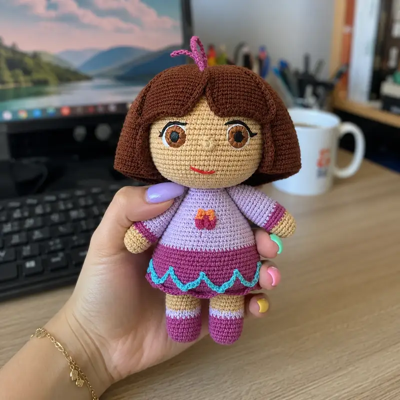 Quality crochet pattern: Dora Inspired Little Explorer Amigurumi Pattern - Intermediate level guide with complete instructions