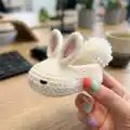 Hoppy Baby Bunny Slippers Amigurumi Pattern step 2 - assembly progress
