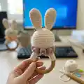 Bunny Baby Rattle with Teether Ring Amigurumi Pattern step 4 - final assembly and finishing