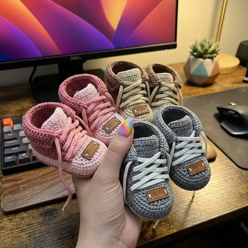 Complimentary Intermediate crochet pattern: Baby Sneaker Booties Crochet Pattern - Simple to follow guide