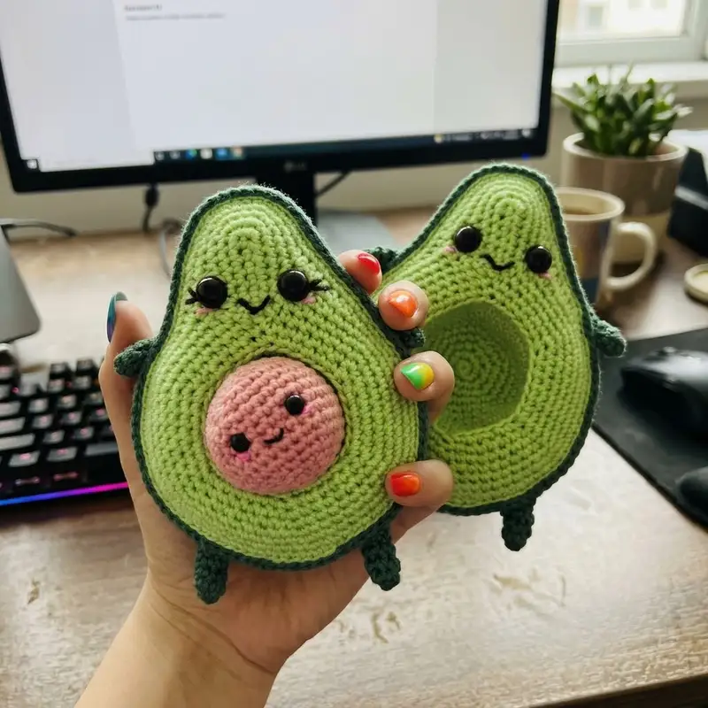 Complimentary Intermediate crochet pattern: Avocado family Amigurumi Pattern - Simple to follow guide