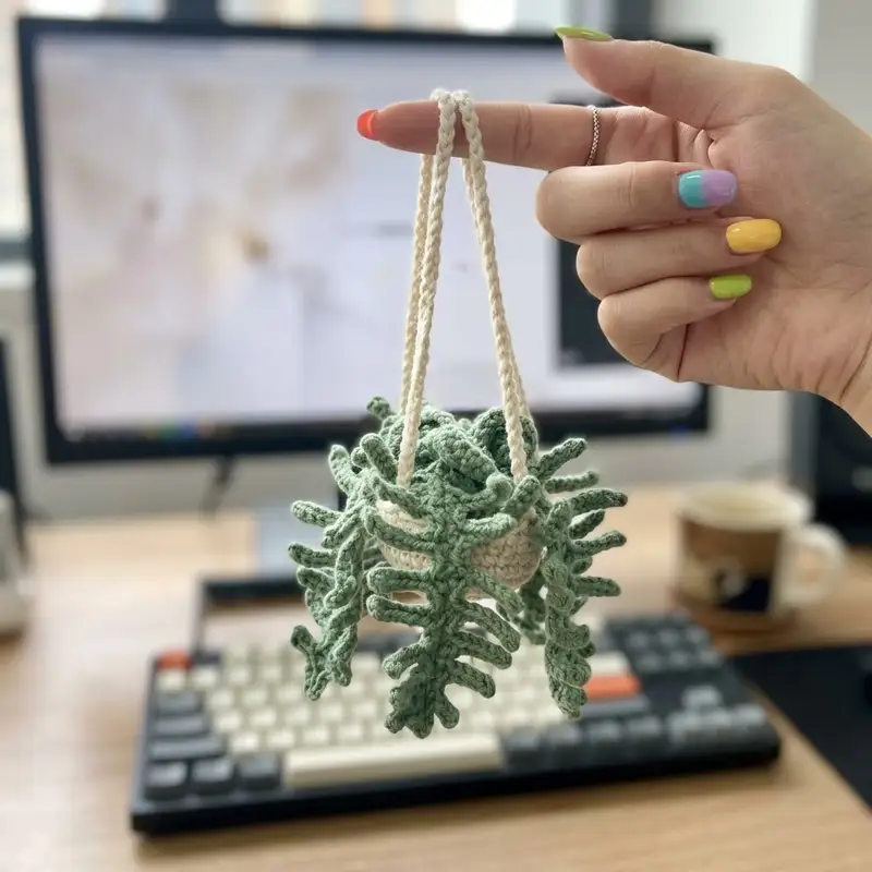 Complimentary Intermediate crochet pattern: Fern Plant Car Pattern - Simple to follow guide