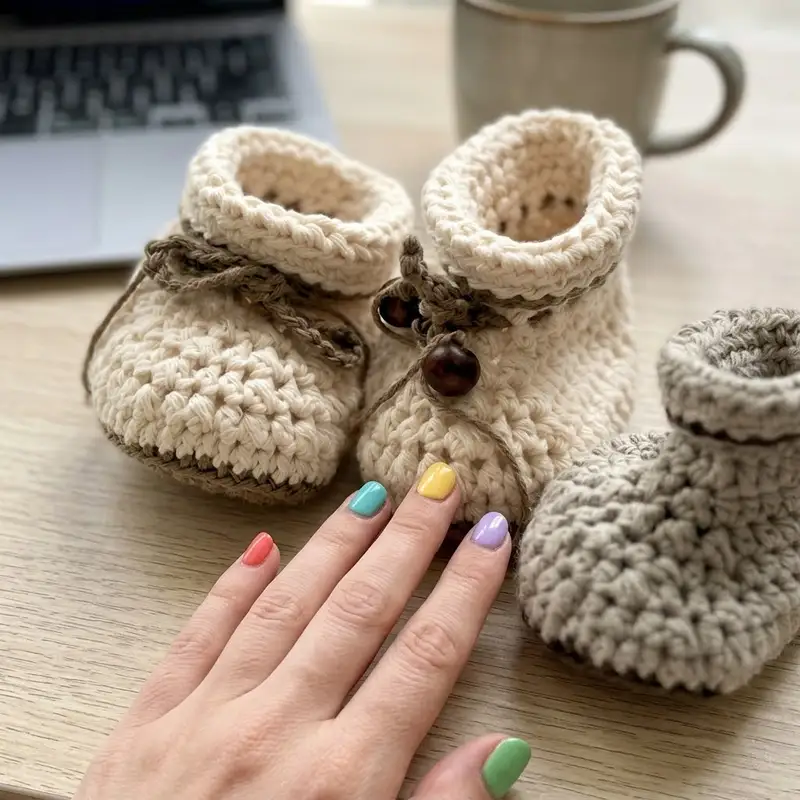 Complimentary Intermediate crochet pattern: Baby Shoes Ivelle Pattern - Simple to follow guide
