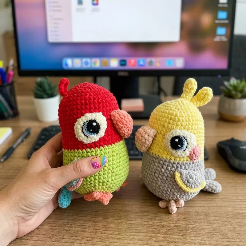 Complimentary Intermediate crochet pattern: Lovebird and Parrot Amigurumi Pattern - Simple to follow guide