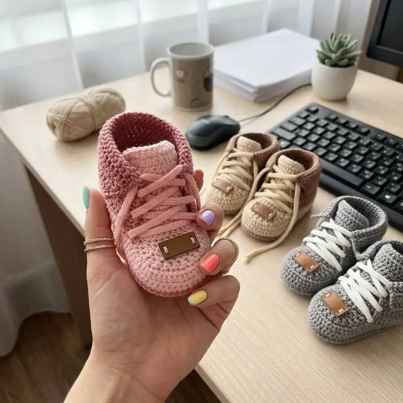 Complimentary Intermediate crochet pattern: Baby Sneaker Booties Pattern - Simple to follow guide