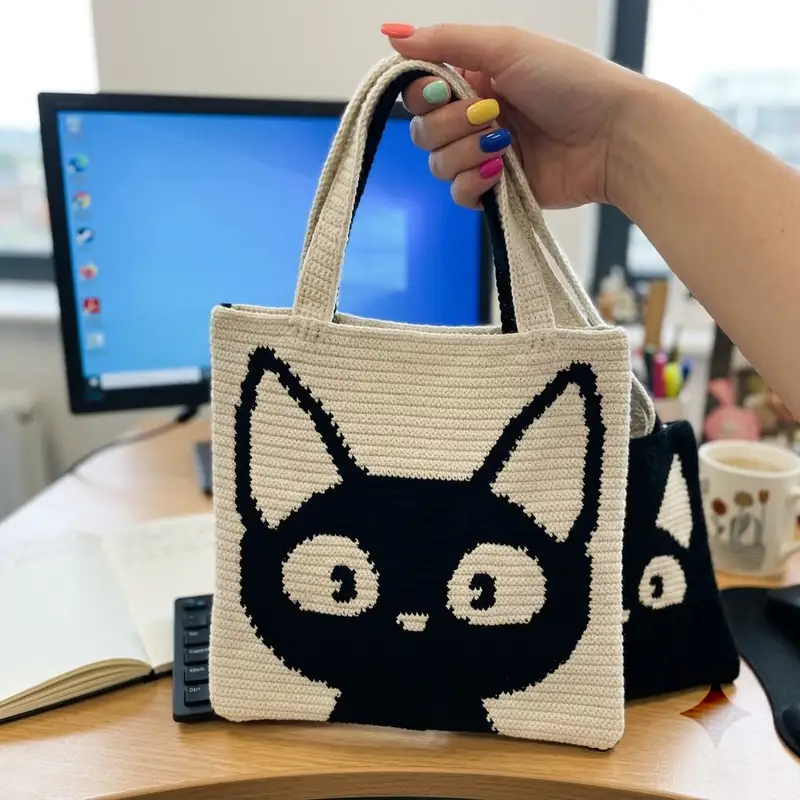 Complimentary Intermediate crochet pattern: Black cat bag Crochet Pattern - Simple to follow guide