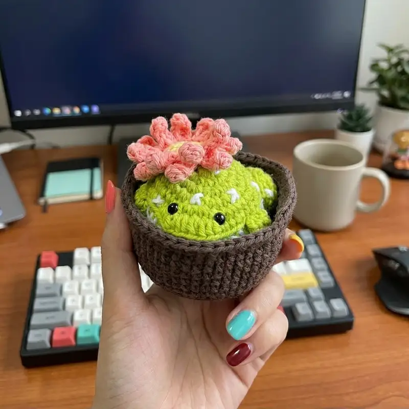 Complimentary Intermediate crochet pattern: Cactus Frog with Removeable Pot Amigurumi Pattern - Simple to follow guide