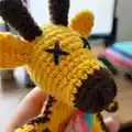Giraffe Bookmark Amigurumi Pattern step 2 - assembly progress