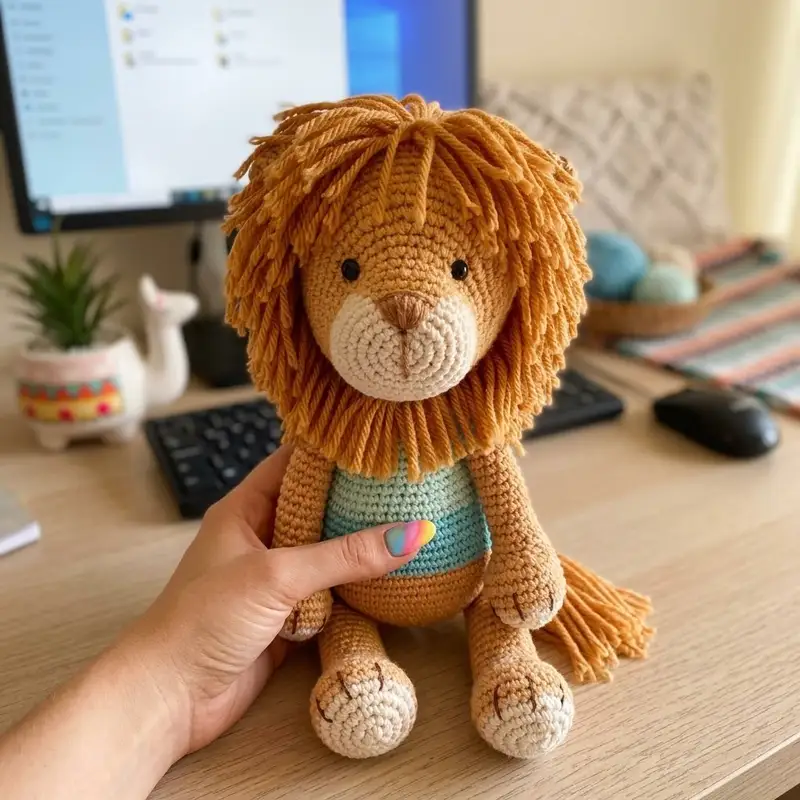 Complimentary Intermediate crochet pattern: Alan the lion Amigurumi Pattern - Simple to follow guide
