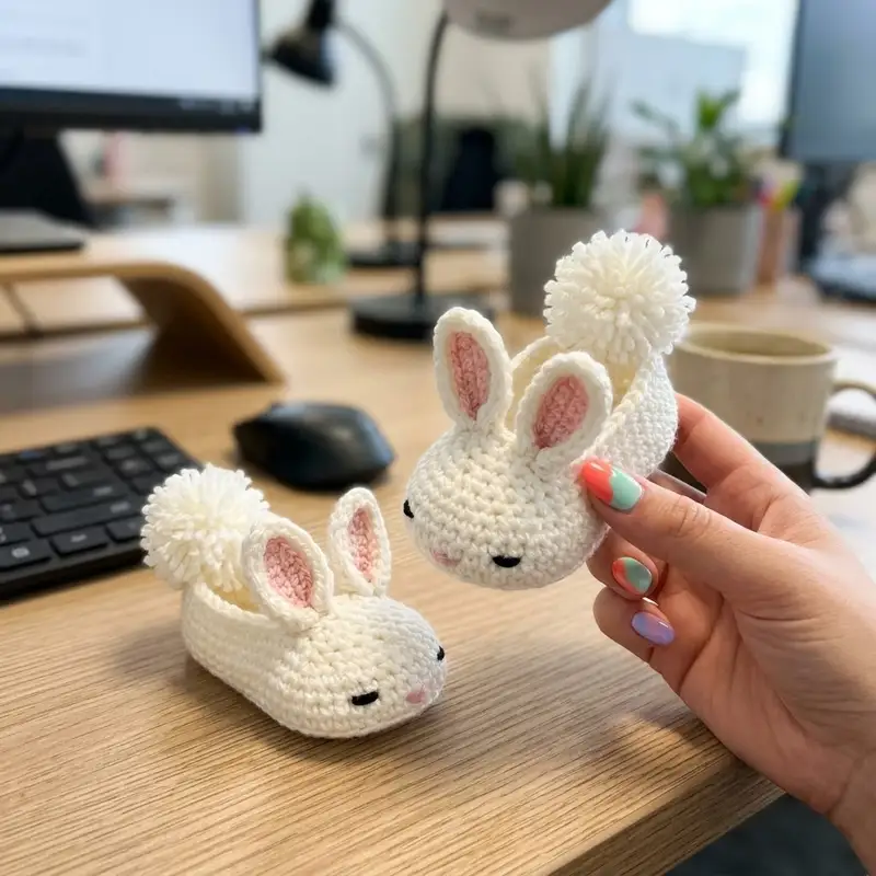 Complimentary Intermediate crochet pattern: Hoppy Baby Bunny Slippers Amigurumi Pattern - Simple to follow guide