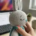 Bunny Lovey Amigurumi Pattern step 2 - assembly progress