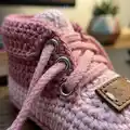 Baby Sneaker Booties Crochet Pattern step 2 - assembly progress